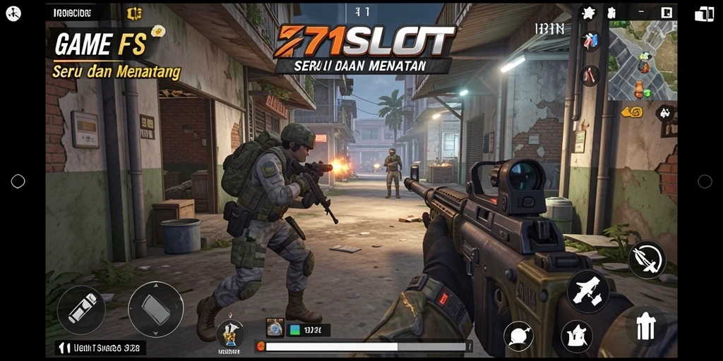 Screenshot utama 171SLOT menampilkan aksi tembak-menembak yang seru dan intens.