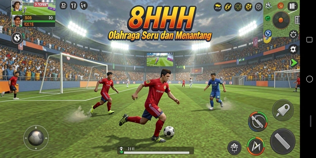 Tangkapan layar utama 8HHH yang menunjukkan aksi permainan olahraga