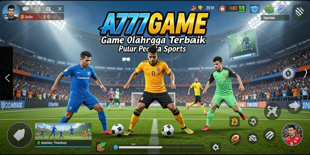 Screenshot A777GAME menampilkan gameplay seru dalam suasana pertandingan olahraga.