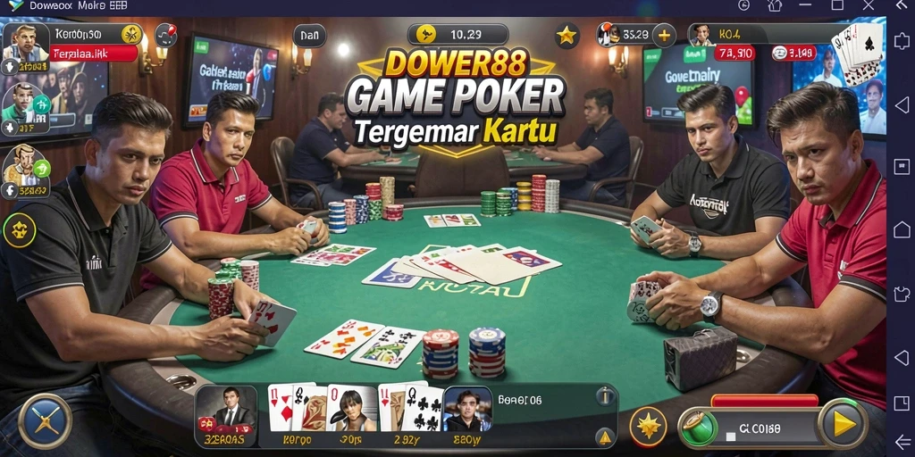 Tampilan gameplay DOWER88 dengan suasana poker yang menarik.