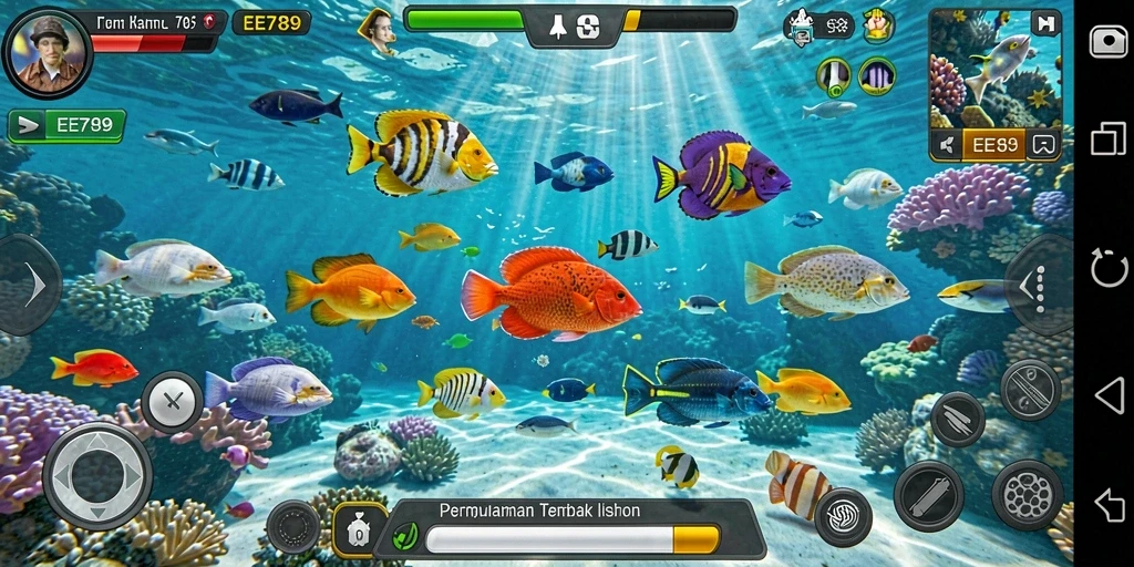 Screenshot EE789 menampilkan aksi menembak ikan yang seru dan grafis yang mengesankan.