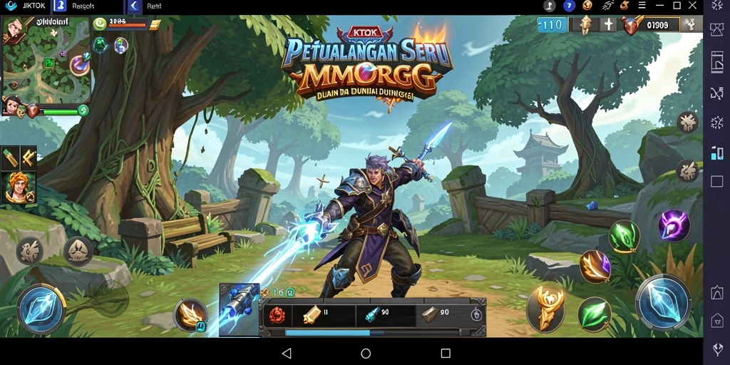 Tampilan gameplay menarik saat bertarung di dunia JKTOK yang luas.