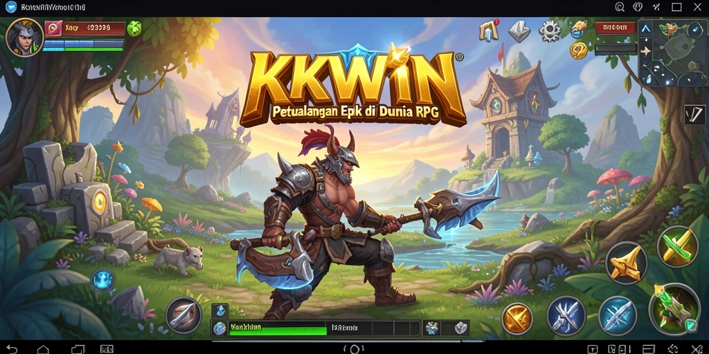 Tangkapan layar utama KKWIN menampilkan pertempuran mendebarkan di dunia RPG.