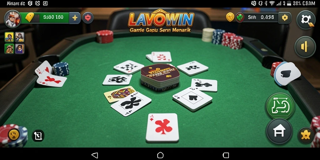 Screenshot gameplay LAVOWIN yang menampilkan suasana permainan Gaple yang seru.