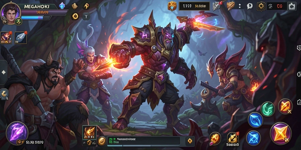Screenshot gameplay MEGAHOKI yang menunjukkan aksi pertempuran seru.