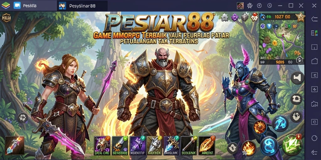 Screenshot PESIAR88 menampilkan aksi seru dalam pertempuran MMORPG.