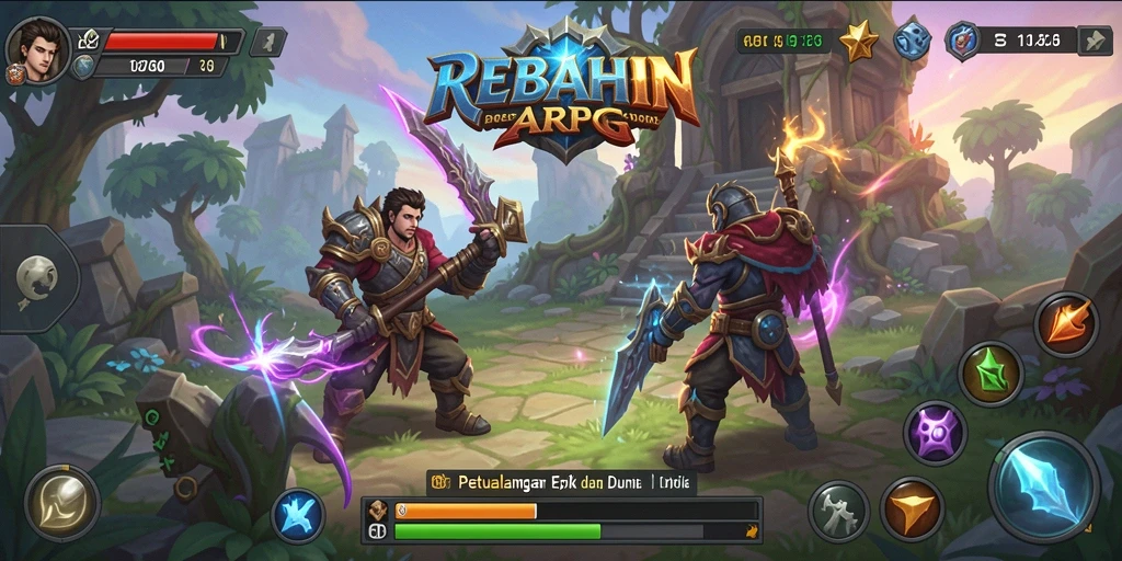 Screenshot gameplay menunjukkan pertarungan mendebarkan dalam REBAHIN.