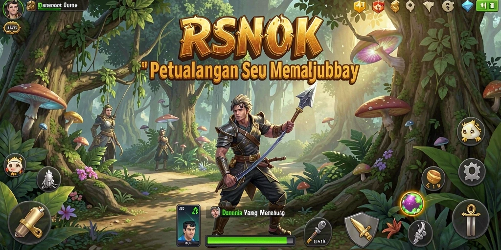Screenshot RSNOK menampilkan aksi seru dalam atmosfer petualangan yang megah.