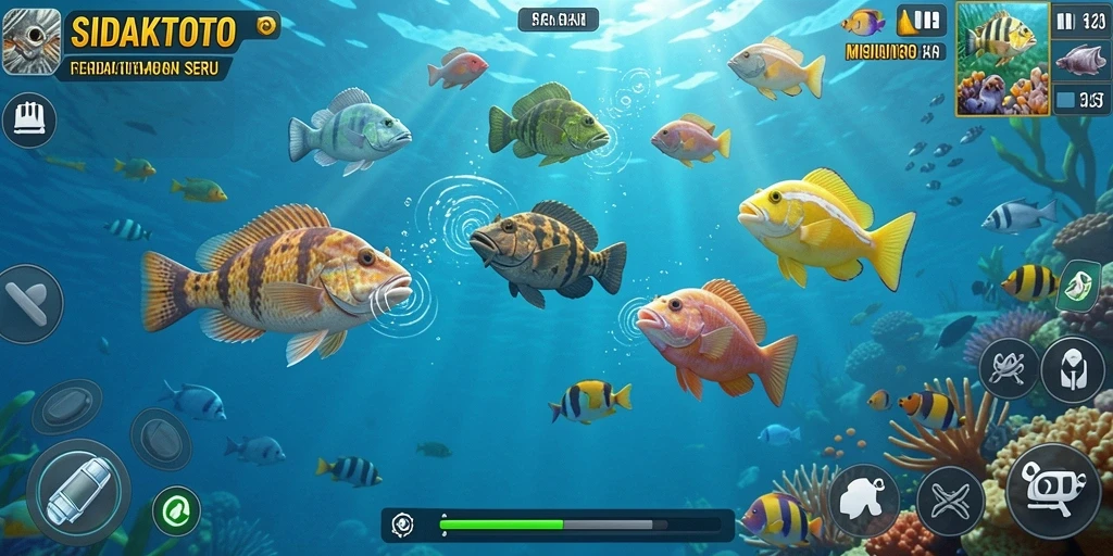 Gameplay seru Tembak Ikan di SIDAKTOTO dengan berbagai ikan menarik.