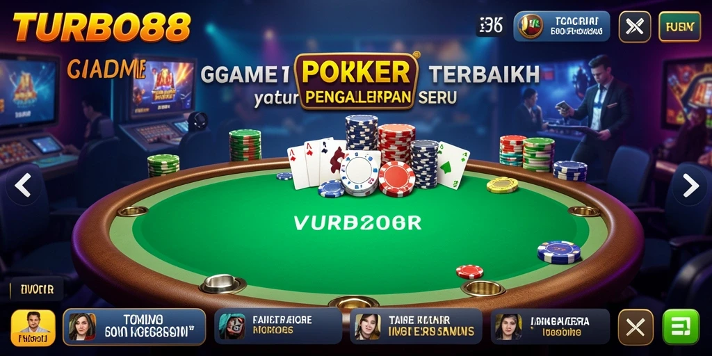 Gameplay seru TURBO88 menampilkan momen menegangkan saat bermain poker.